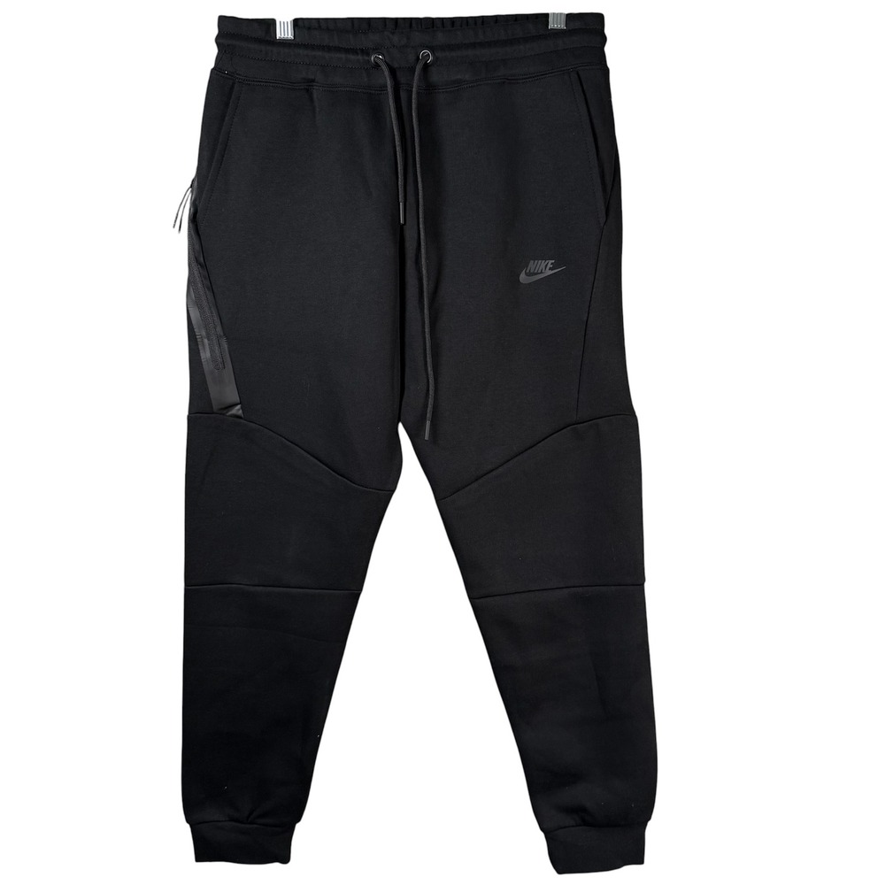 Nike Tech Fleece Jogger Men Large Black Tapered Sweatpants Slim Fit Athletic